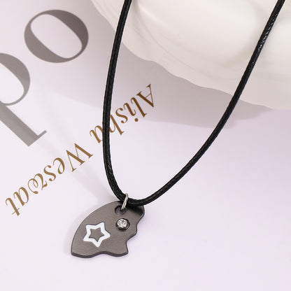 金屬星星項鍊兩件組－白K X226款細節2｜https://igowo.tw/