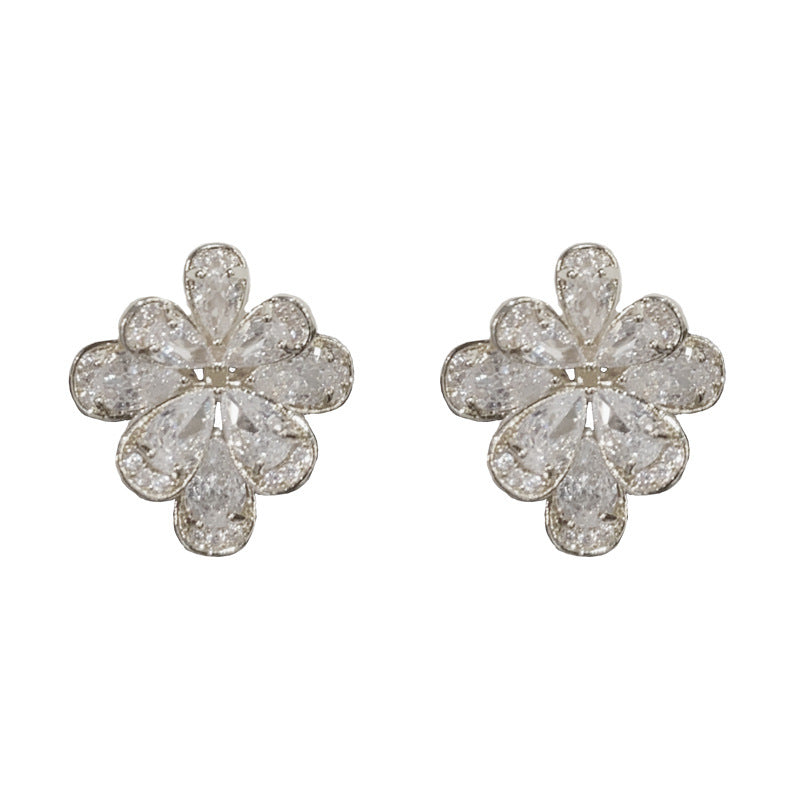 鋯石花朵簡約耳環