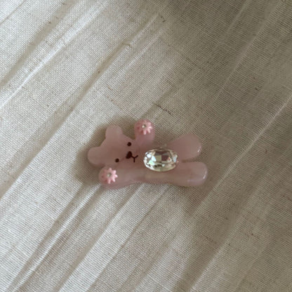 醋酸板材鋯石小熊髮夾