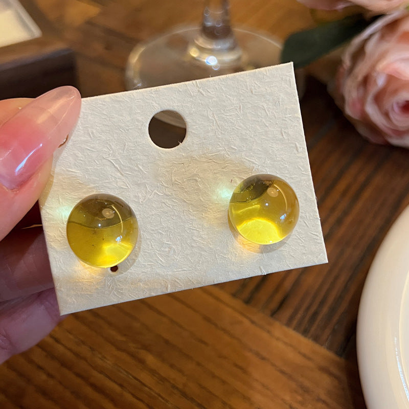 樹脂銀針圓形簡約耳釘