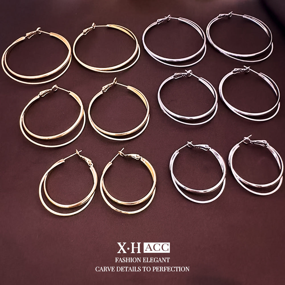 素圈雙層簡約耳釘－商品主圖｜https://igowo.tw/