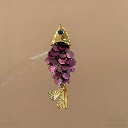 貝殼魚尾流蘇復古髮夾