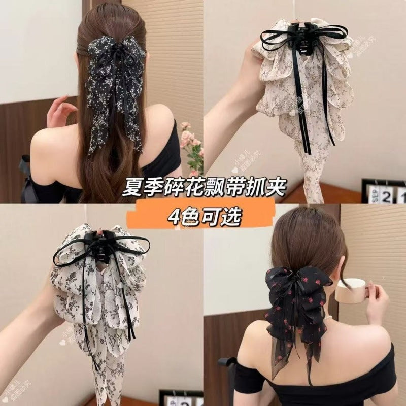 碎花蝴蝶結髮夾－商品主圖｜https://igowo.tw/