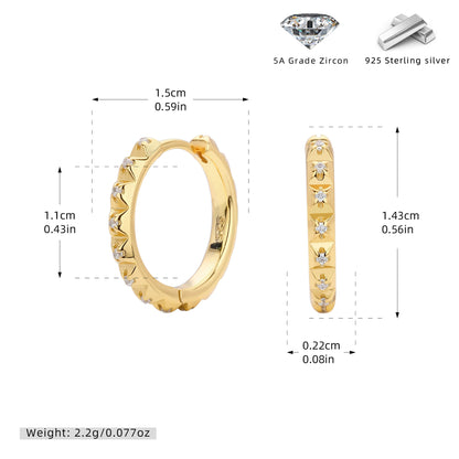 S925 耳環立體三角鋸齒鑲鋯多尺寸耳飾個性百搭飾品