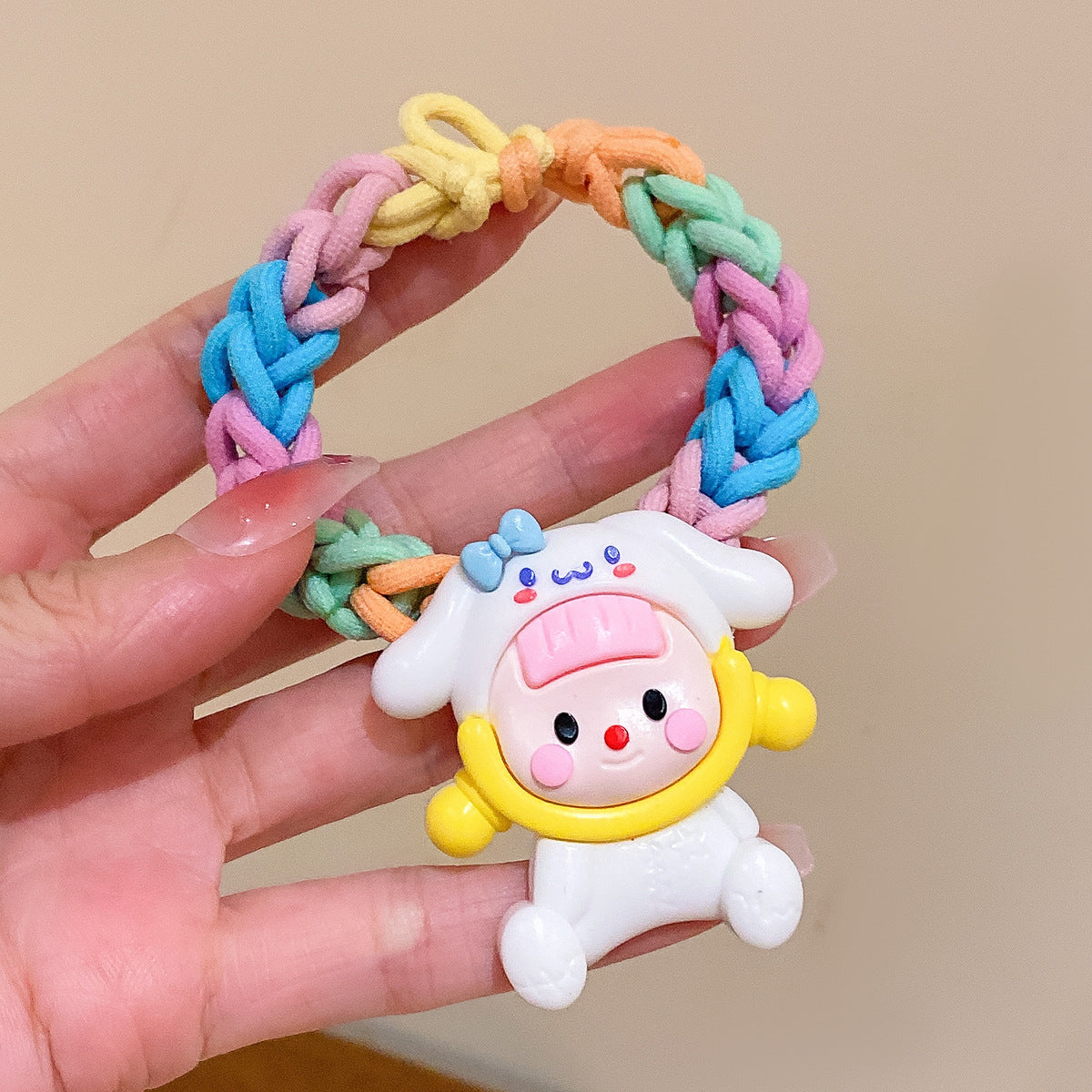 彩色卡通編織髮圈