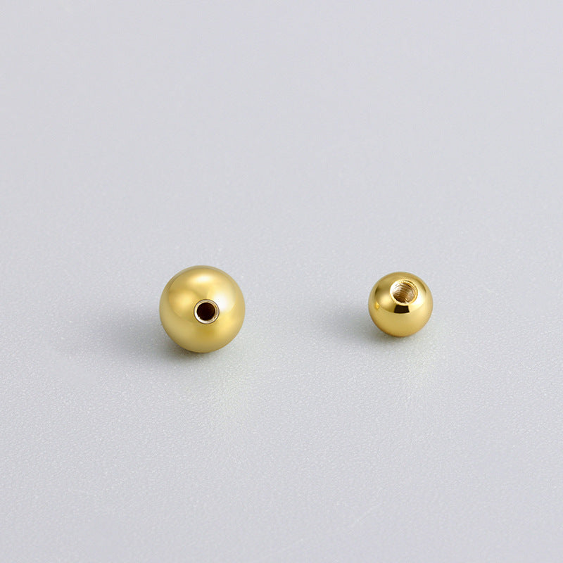 S925 螺絲針耳釘螺絲球堵耳堵配件鍍K金