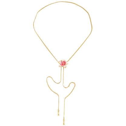 漸層琺瑯花朵墜飾項鍊－細節特寫3｜https://igowo.tw/