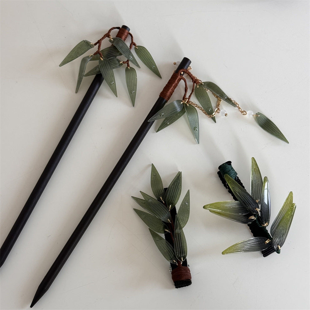 流蘇復古髮夾－薄竹葉髮夾款實拍｜https://igowo.tw/