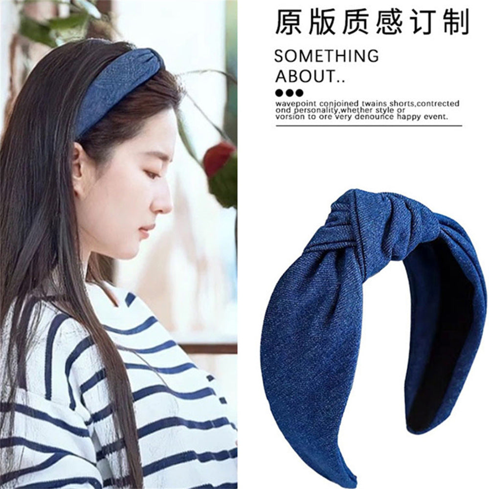藍色扭結寬版髮箍－商品主圖｜https://igowo.tw/