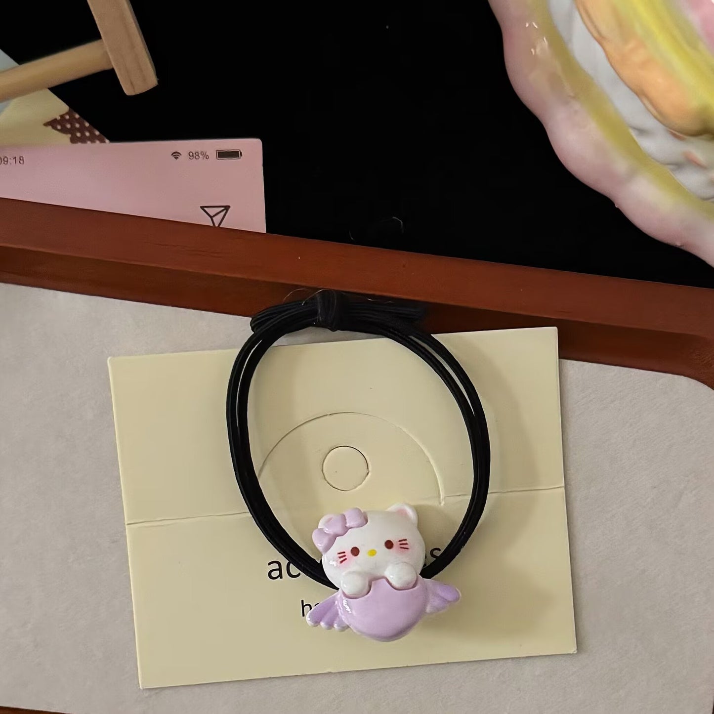 黑色貓咪翅膀髮圈