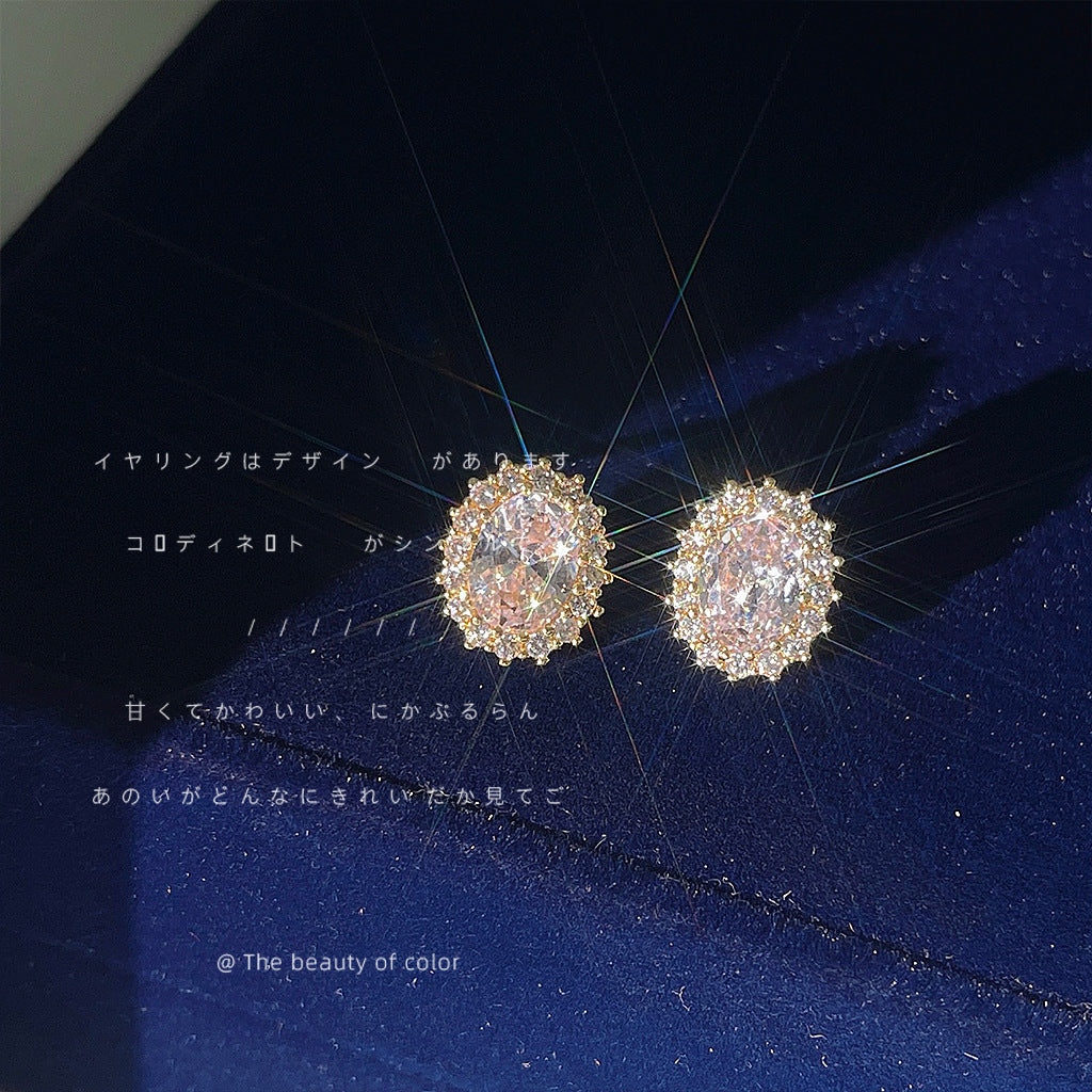 鋯石銀針微鑲耳釘