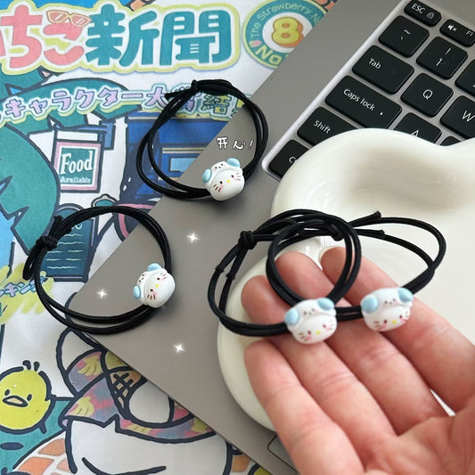 黑色貓咪卡通髮圈－商品主圖｜https://igowo.tw/