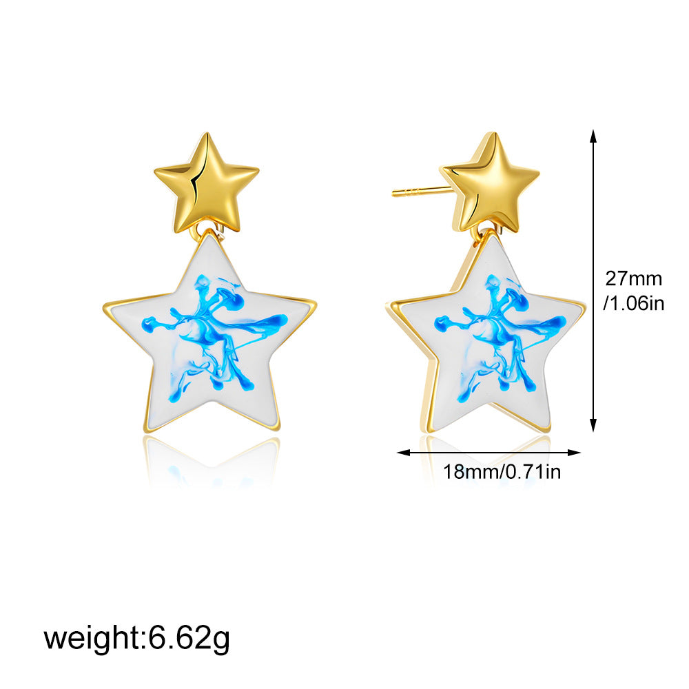 金色琺瑯復古耳環－細節特寫5｜https://igowo.tw/