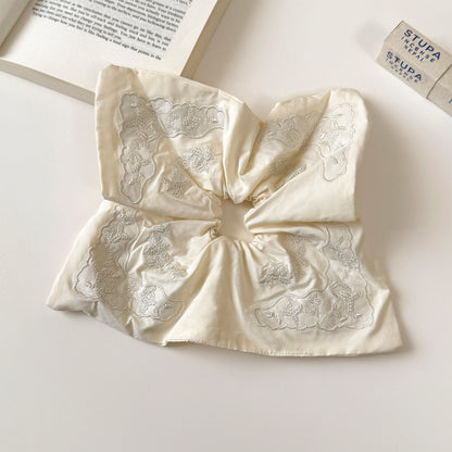 藍色大腸圈刺繡髮圈