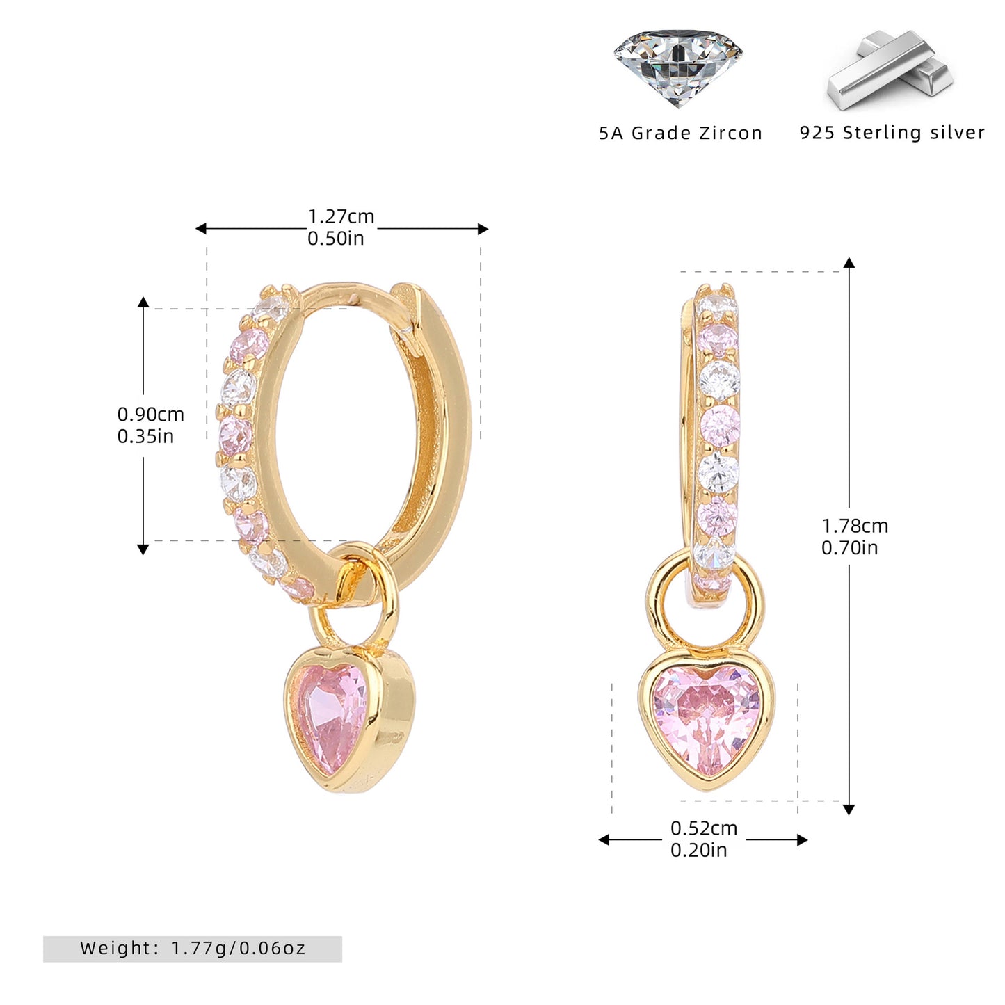 S925 耳環時尚簡約鑲鋯愛心耳墜輕奢小眾高級感飾品