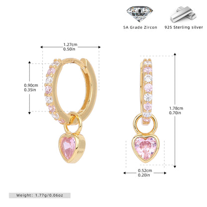 S925 耳環時尚簡約鑲鋯愛心耳墜輕奢小眾高級感飾品