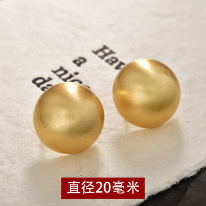 金屬圓珠拉絲復古耳釘