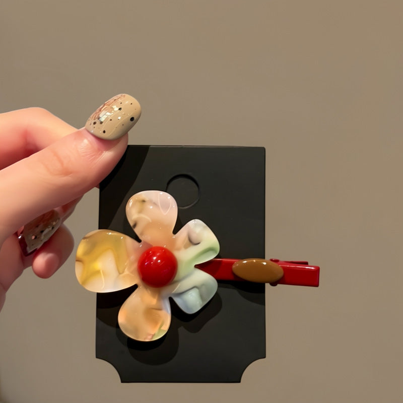 春夏幻彩醋酸花朵發夾邊夾側邊發卡2026新款劉海夾高級感前額發飾