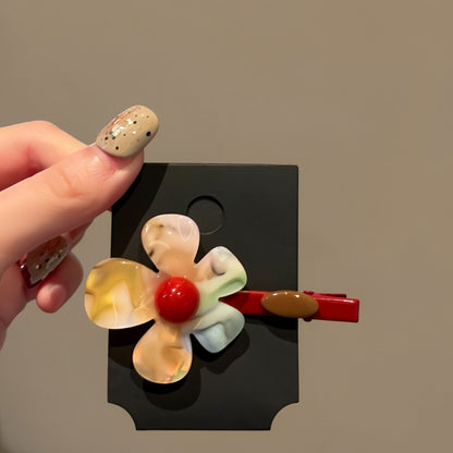 春夏幻彩醋酸花朵發夾邊夾側邊發卡2026新款劉海夾高級感前額發飾