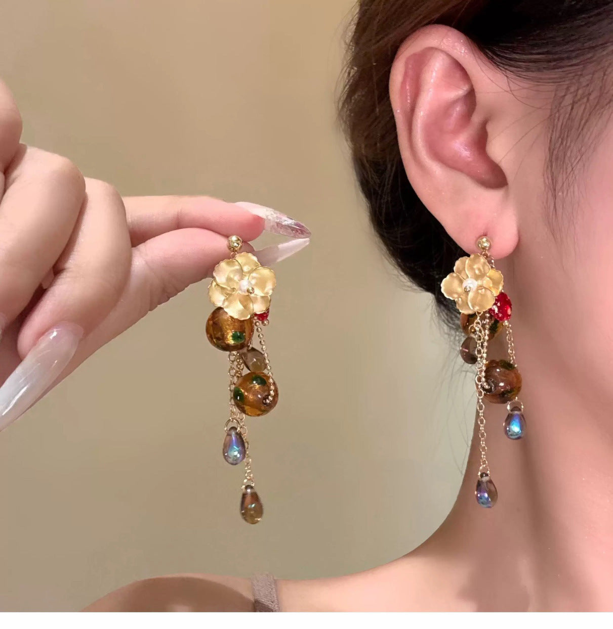 銀針美拉德風亞克力樹脂吊墜耳環時尚百搭氣質耳釘小眾設計感耳飾