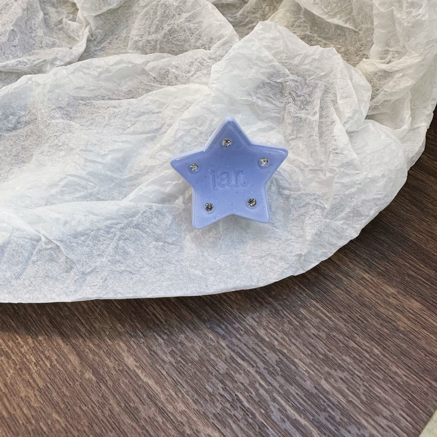 醋酸板材天使鯊魚夾－粉色星星（單個）款細節｜https://igowo.tw/