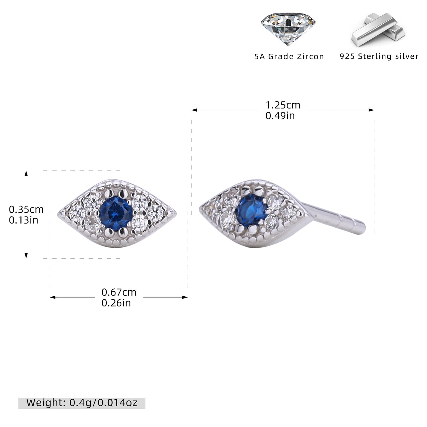 S925 個性歐美惡魔之眼耳釘女氣質百搭耳環眼睛鑲鉆耳飾品