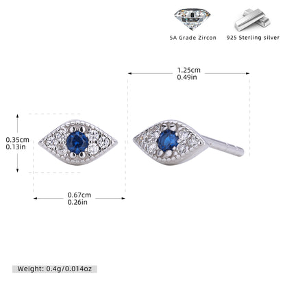 S925 個性歐美惡魔之眼耳釘女氣質百搭耳環眼睛鑲鉆耳飾品