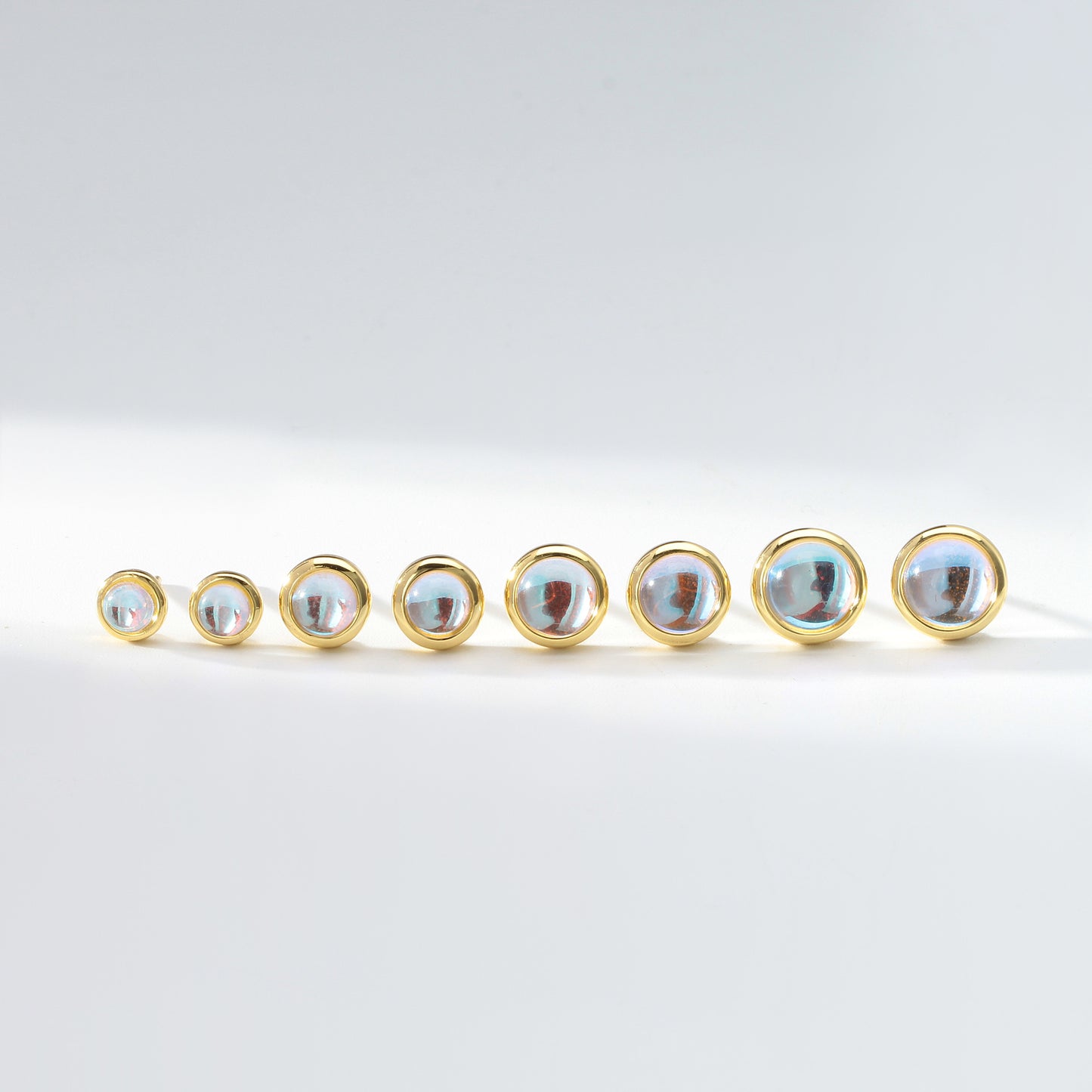 S925 耳釘甜美多尺寸月光石耳飾小眾輕奢百搭款飾品