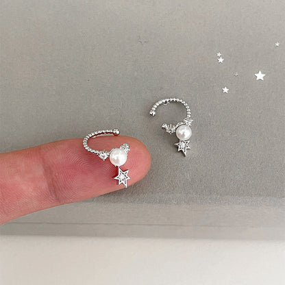 珍珠鋯石星星簡約耳夾－商品主圖｜https://igowo.tw/