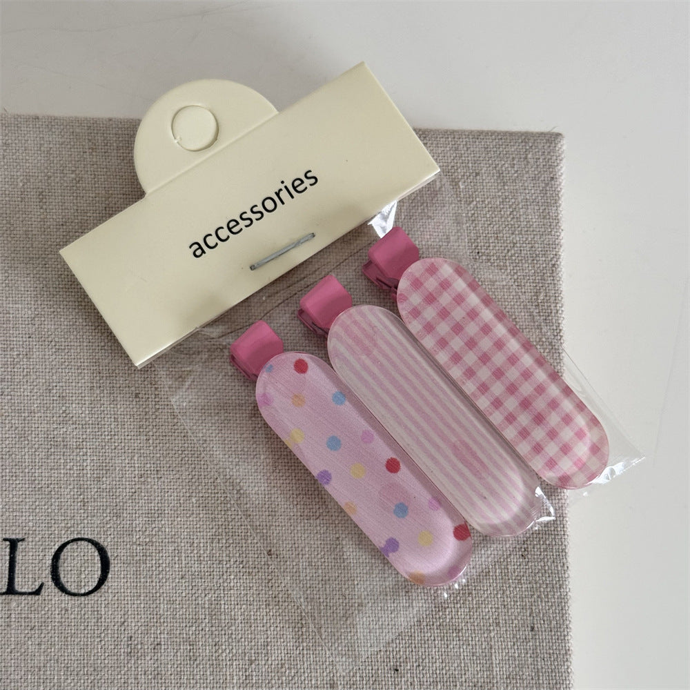 繽紛格紋髮夾－小兔一對-彩點款細節｜https://igowo.tw/