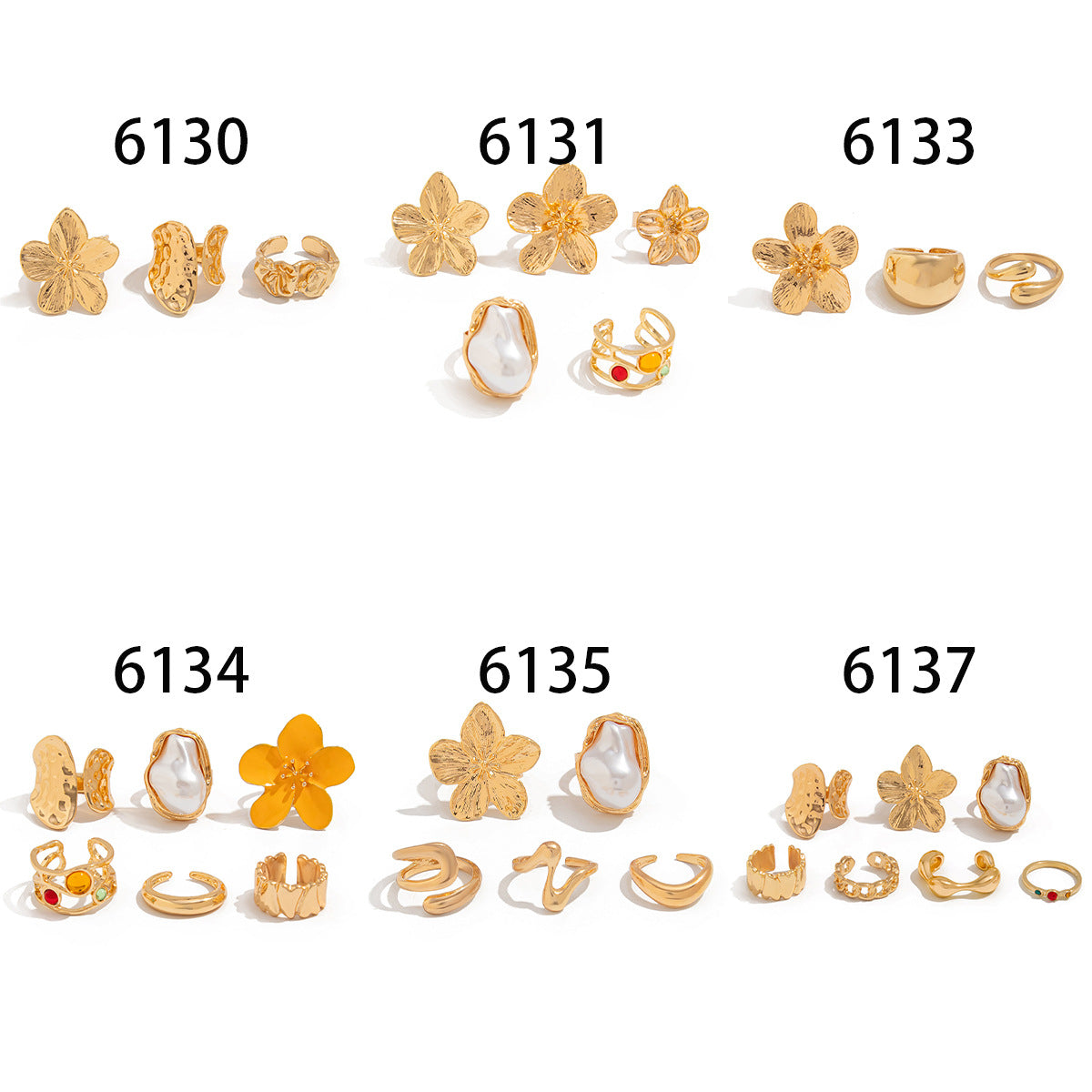 珍珠花朵可調式戒指－細節特寫3｜https://igowo.tw/