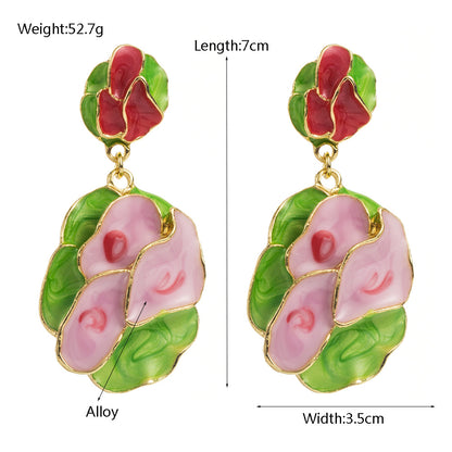 S925琺瑯花朵耳環－粉綠款實拍｜https://igowo.tw/