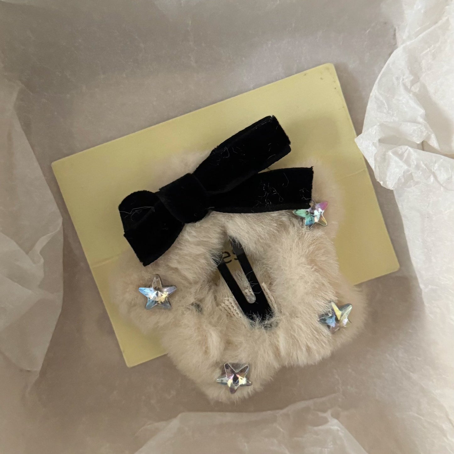 棕色絨面蝴蝶結髮夾
