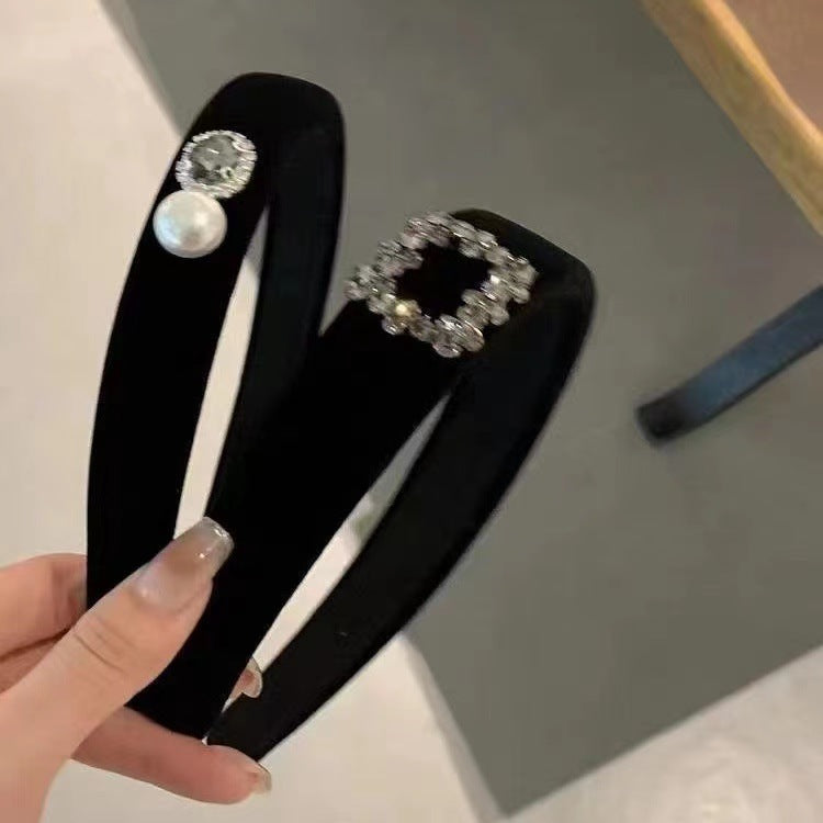 珍珠絨面方形復古髮箍－商品主圖｜https://igowo.tw/