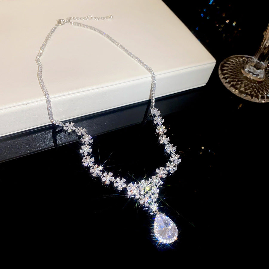 鋯石水滴項鍊耳環組