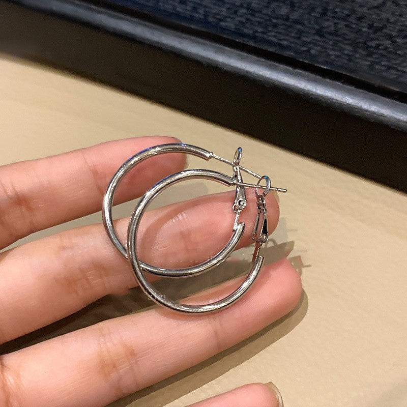 銀針鏤空幾何圓形水滴形耳圈簡約百搭氣質耳環小眾高級感個性耳飾