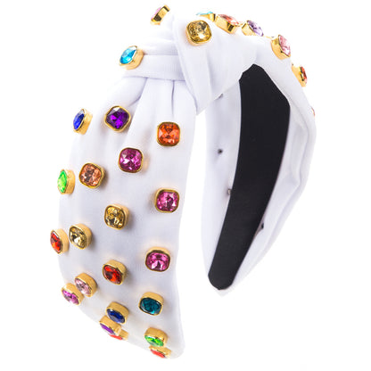 彩色布面玻璃扭結髮箍－黃色款細節4｜https://igowo.tw/