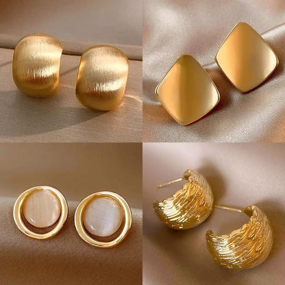 金屬復古耳釘－5金屬耳環6件套款細節｜https://igowo.tw/