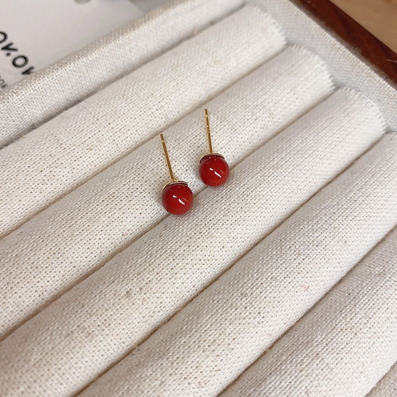 紅色銀針流蘇復古耳釘－細節特寫26｜https://igowo.tw/