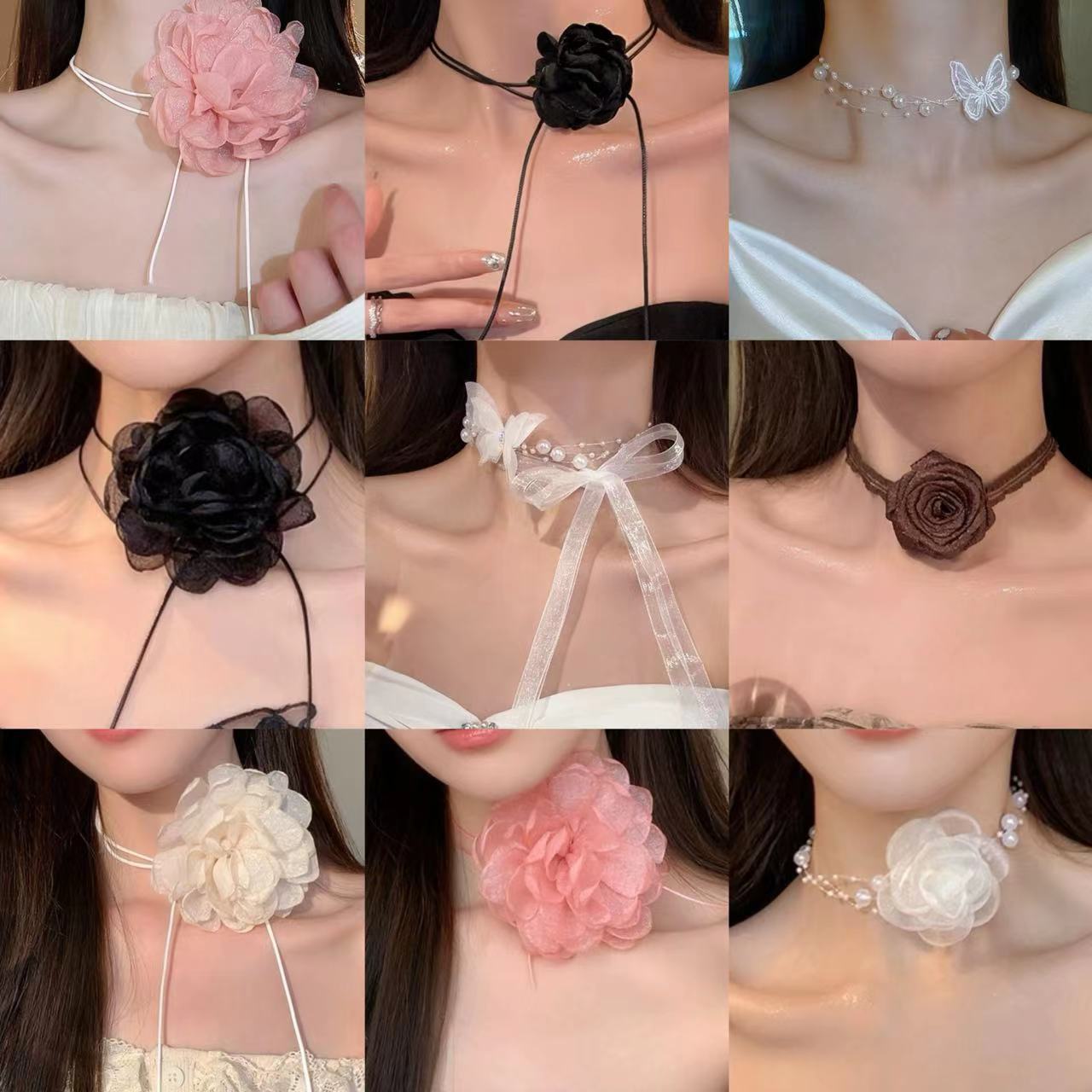 緞帶花朵項鍊－商品主圖｜https://igowo.tw/