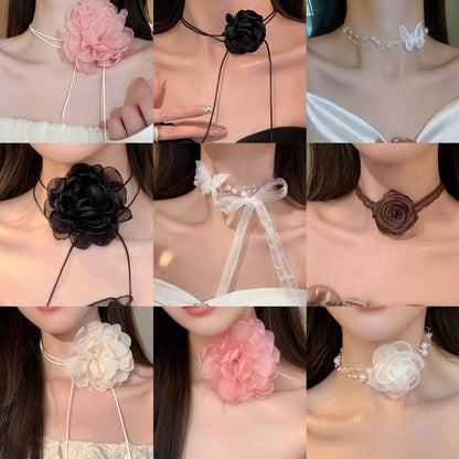 緞帶花朵項鍊－商品主圖｜https://igowo.tw/