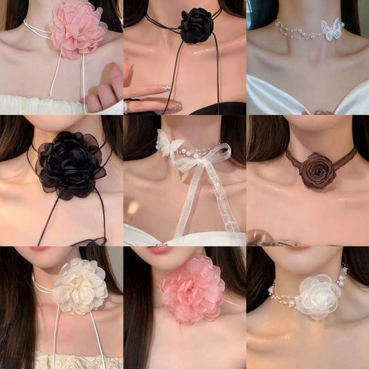 緞帶花朵項鍊－商品主圖｜https://igowo.tw/