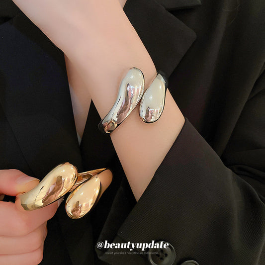 歐美跨境可調節金屬開口手鐲小眾氣質冷淡風手環簡約高級感手飾女