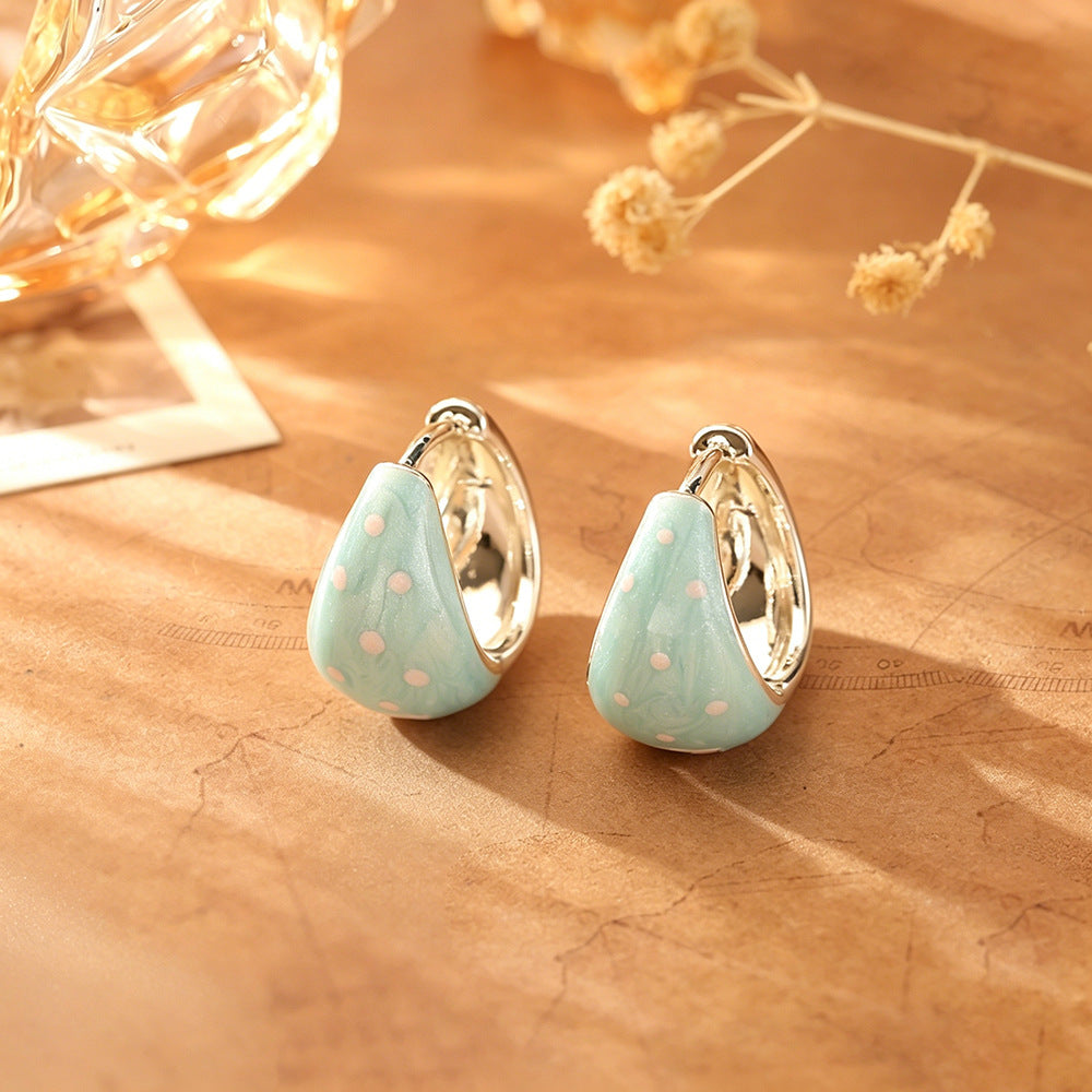 琺瑯波點圓圈簡約耳環