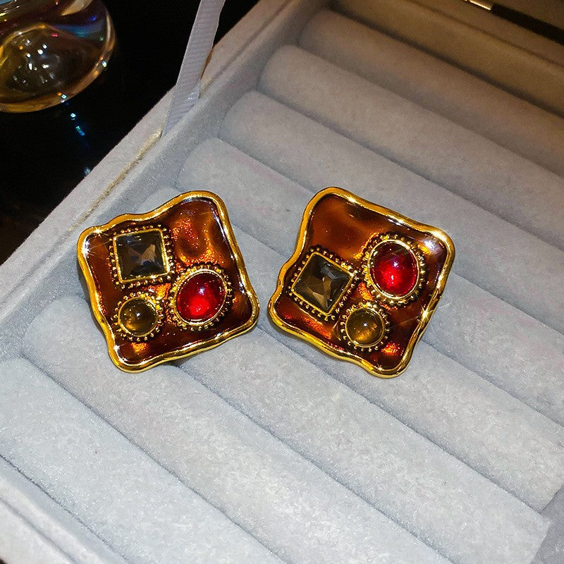 銀針中古vintage鑲鉆蛇形耳釘女小眾個性耳環輕奢高級感氣質耳飾