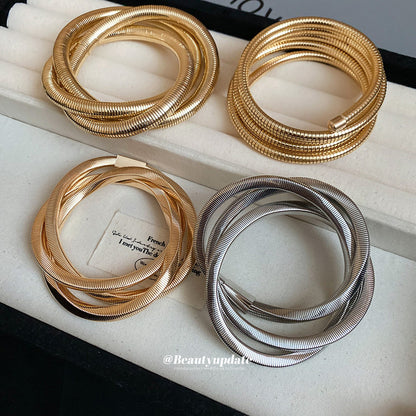 歐美金屬纏繞螺紋旋渦手鐲歐美個性冷淡風手環輕奢高級感手飾批發