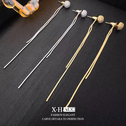 鋯石幾何流蘇兩用耳釘－商品主圖｜https://igowo.tw/