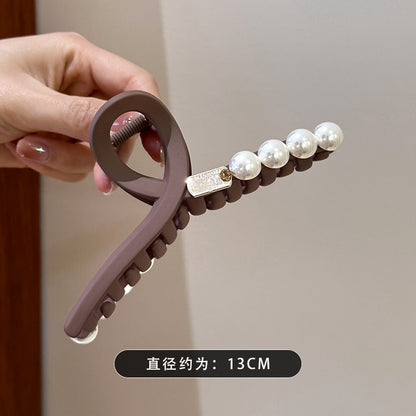 美拉德復古亞克力珍珠抓夾女時尚百搭鯊魚夾后腦勺盤發發飾批發女