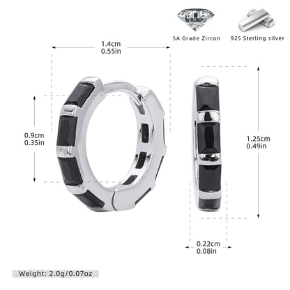 S925 新款耳環時尚多色方鋯圓形耳飾輕奢小眾高級感飾品