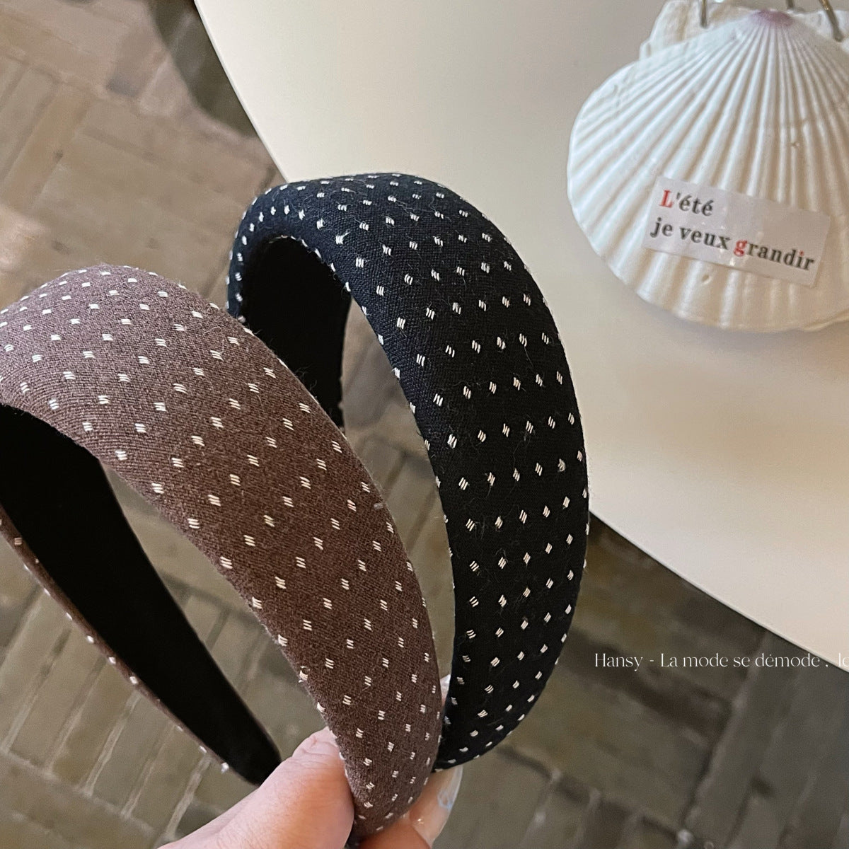 波點寬版髮箍－商品主圖｜https://igowo.tw/